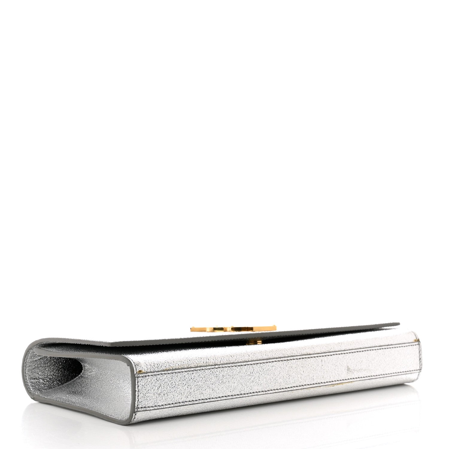 Saint Laurent Textured Metallic Calfskin Classic Monogram Cassandre Clutch Silver 4 of 10