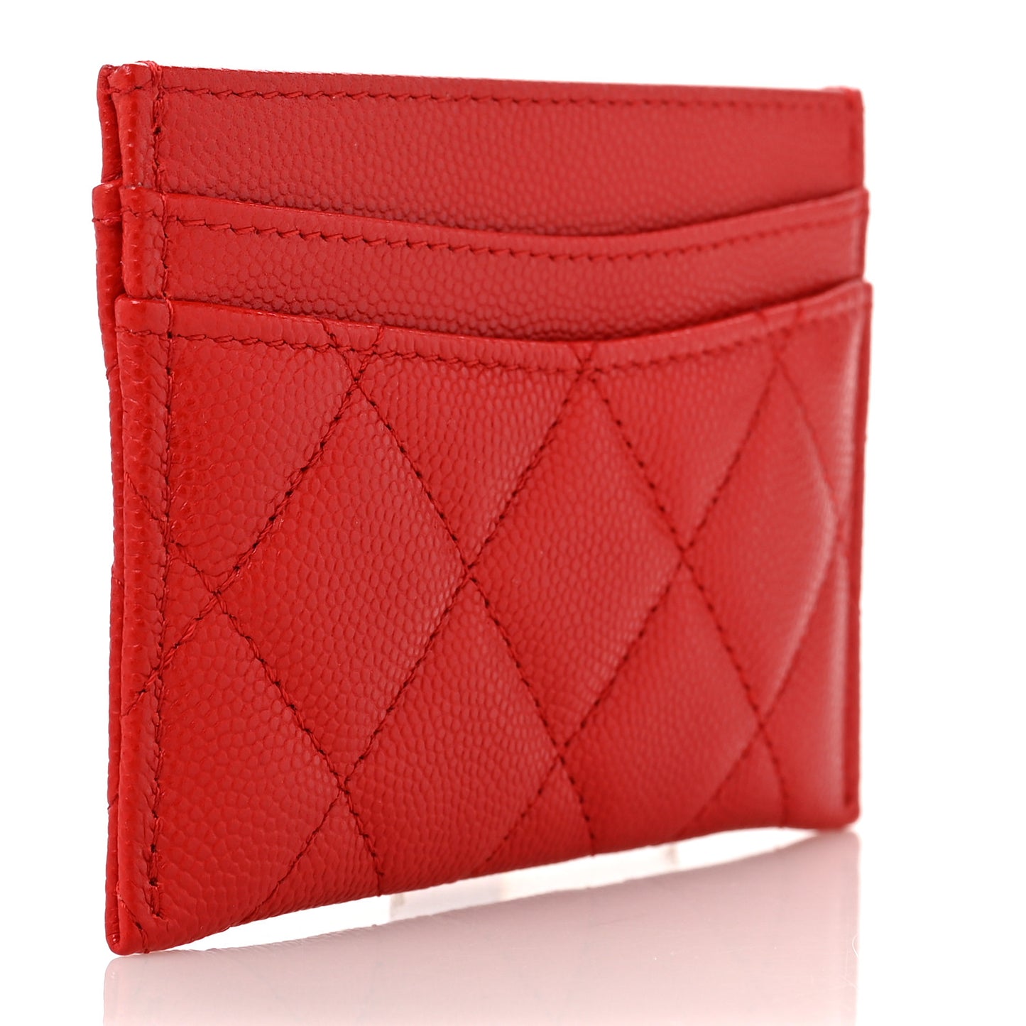 Caviar Quilted Card Holder Red