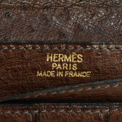 Hermes Ostrich Bearn Wallet Chocolate 9 of 12