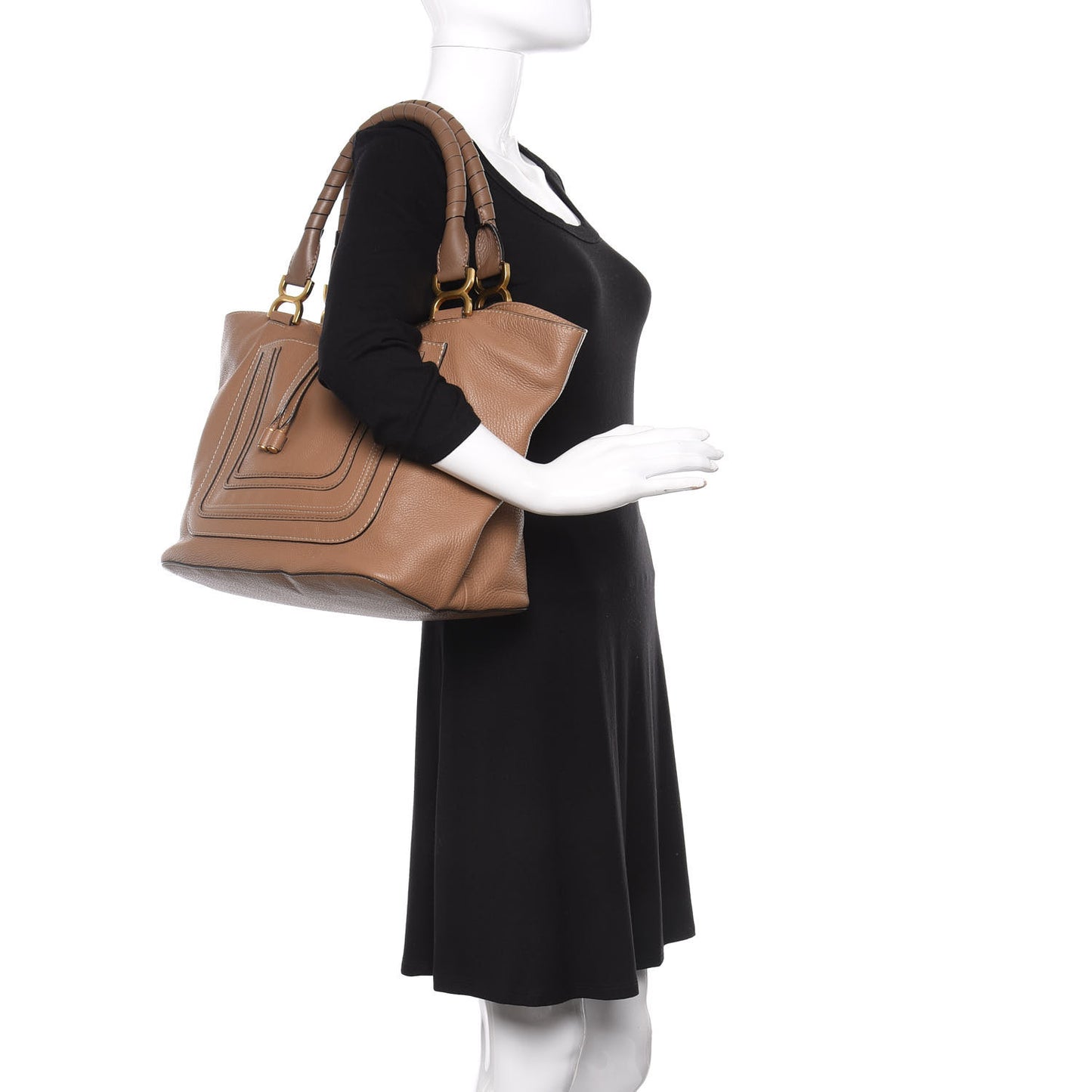 Calfskin Large New Marcie Tote Nut