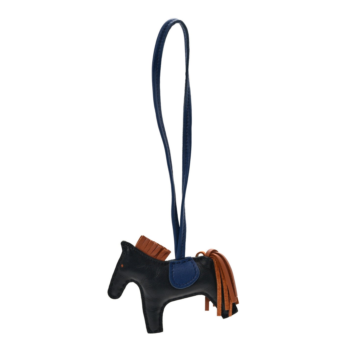 Milo Lambskin Grigri Rodeo Horse Bag Charm PM Black Bleu Encre Gold