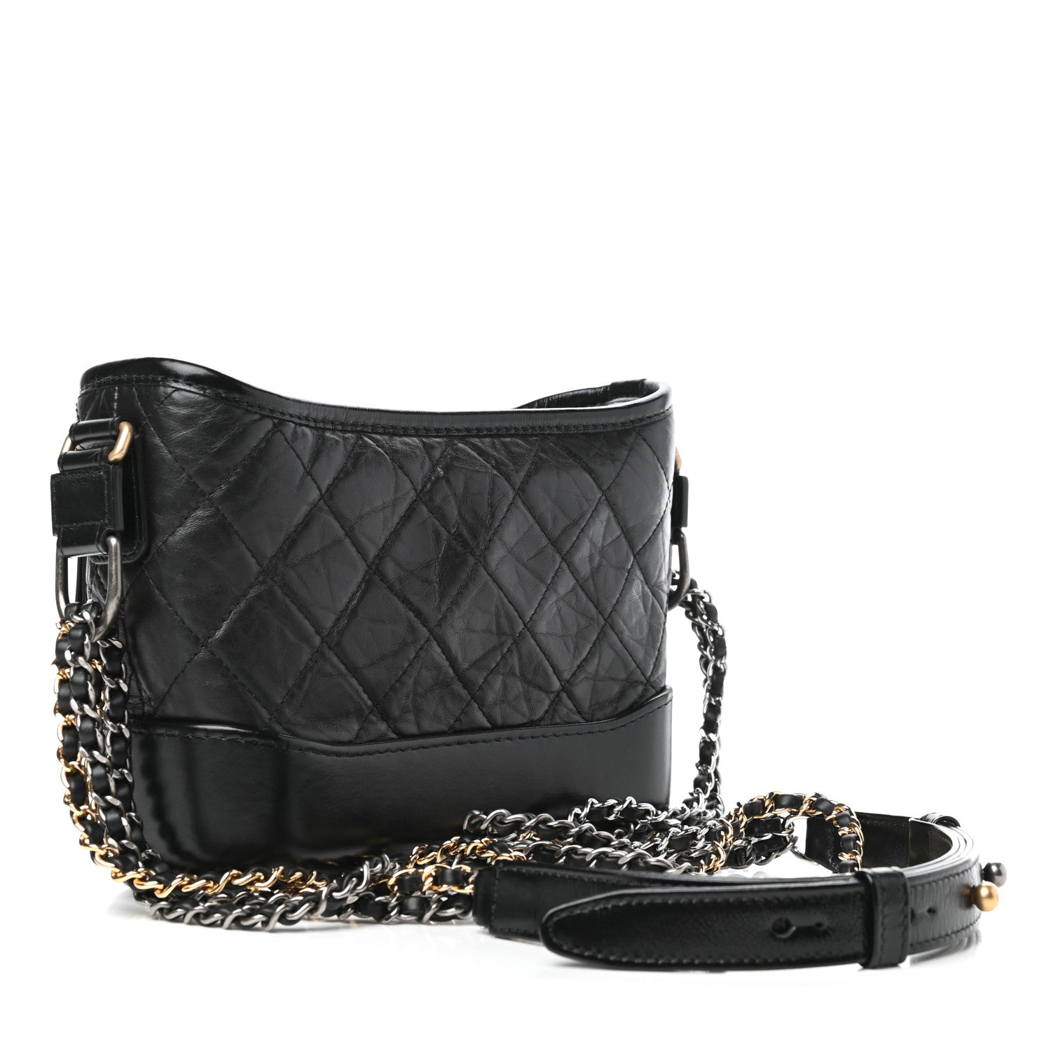 Chanel Aged Calfskin Quilted Small Gabrielle Hobo Black 3 of 9