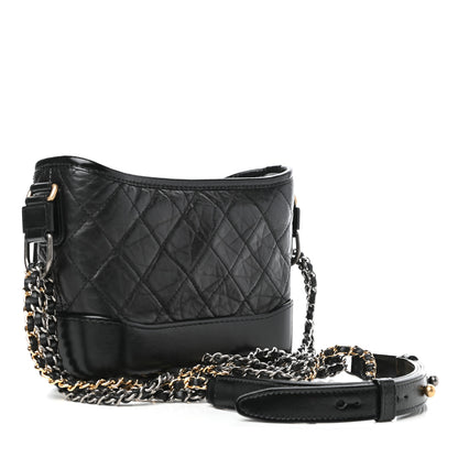Chanel Aged Calfskin Quilted Small Gabrielle Hobo Black 3 of 9