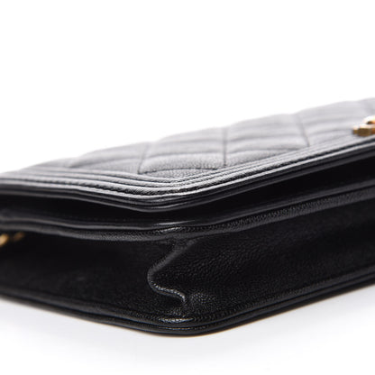 Chanel Caviar Quilted Boy Wallet On Chain WOC Black 6 of 12