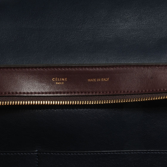 Calfskin and Suede Medium Tri-Color Trapeze Navy