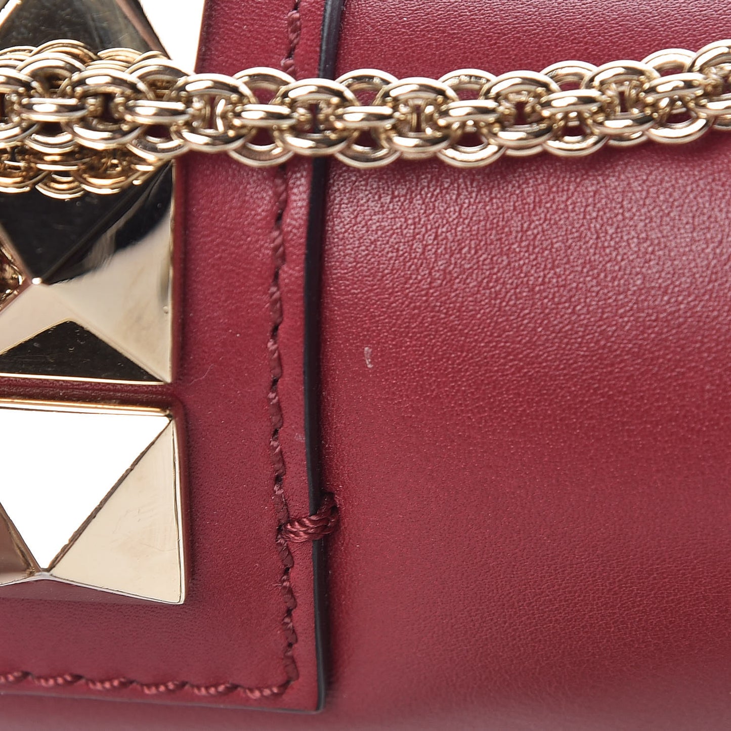 Vitello Mini Glam Lock Rockstud Flap Red