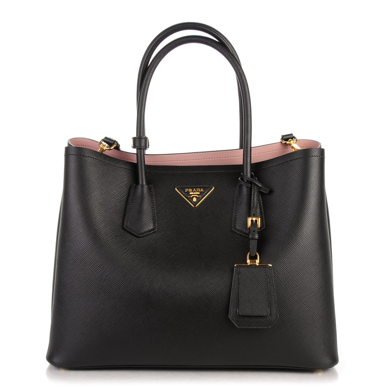 Saffiano Cuir Large Double Bag Black Mughetto