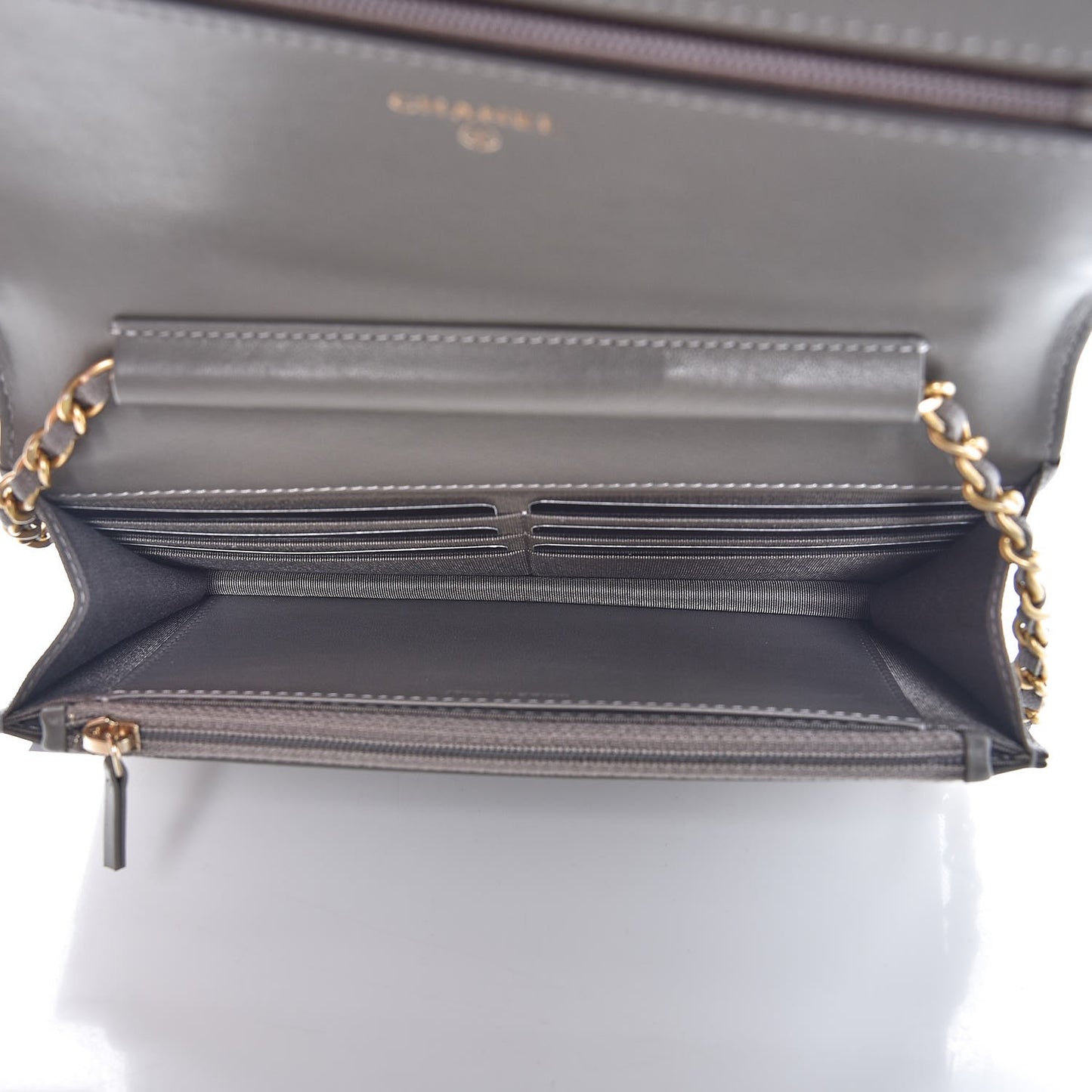 Caviar Quilted Boy Wallet On Chain WOC Grey