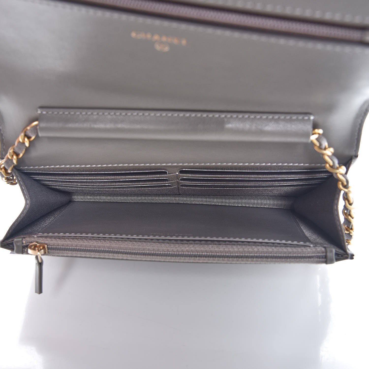 Chanel Caviar Quilted Boy Wallet On Chain WOC Grey 5 of 10