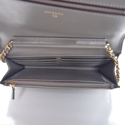 Chanel Caviar Quilted Boy Wallet On Chain WOC Grey 5 of 10