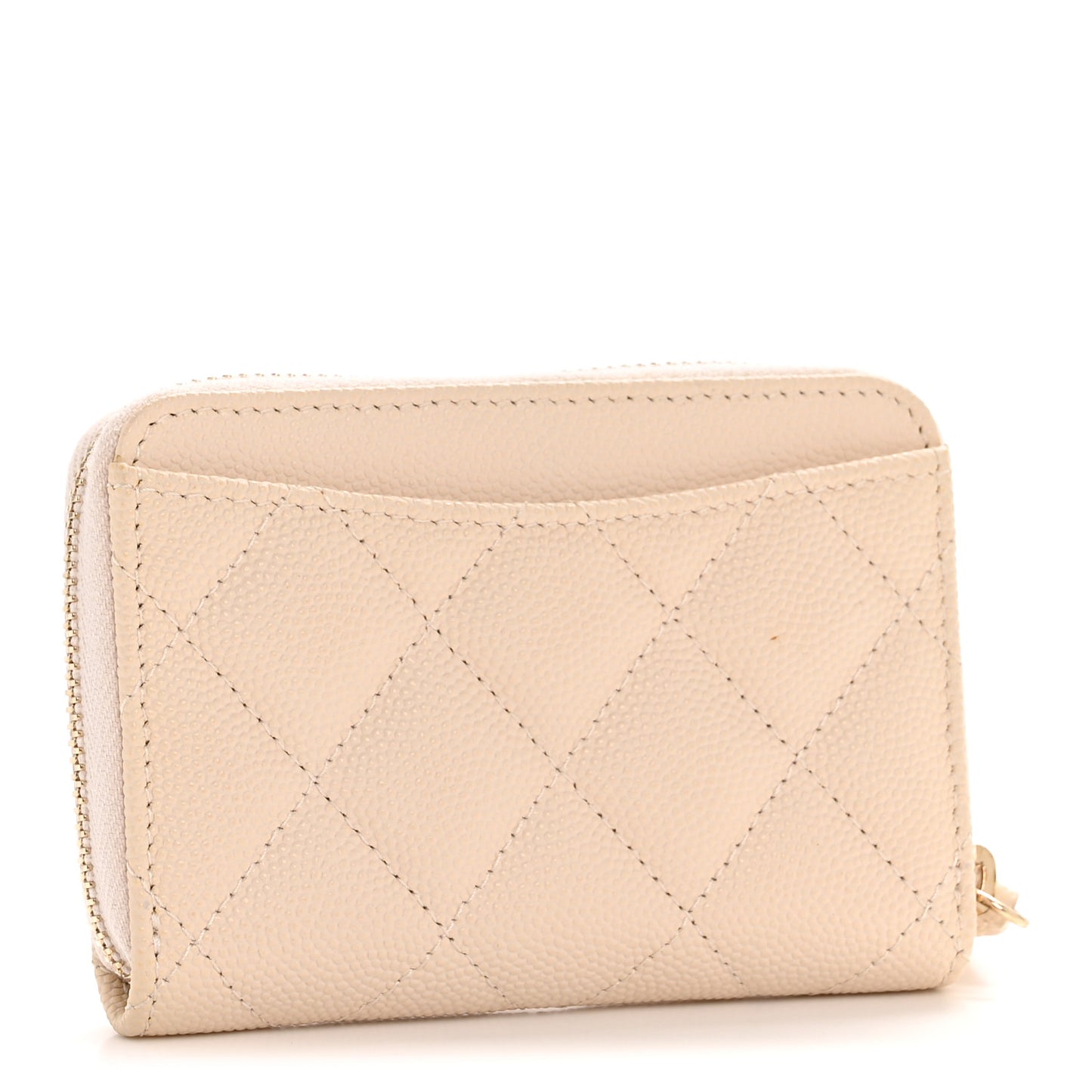 Caviar Quilted Zip Coin Purse Ivory
