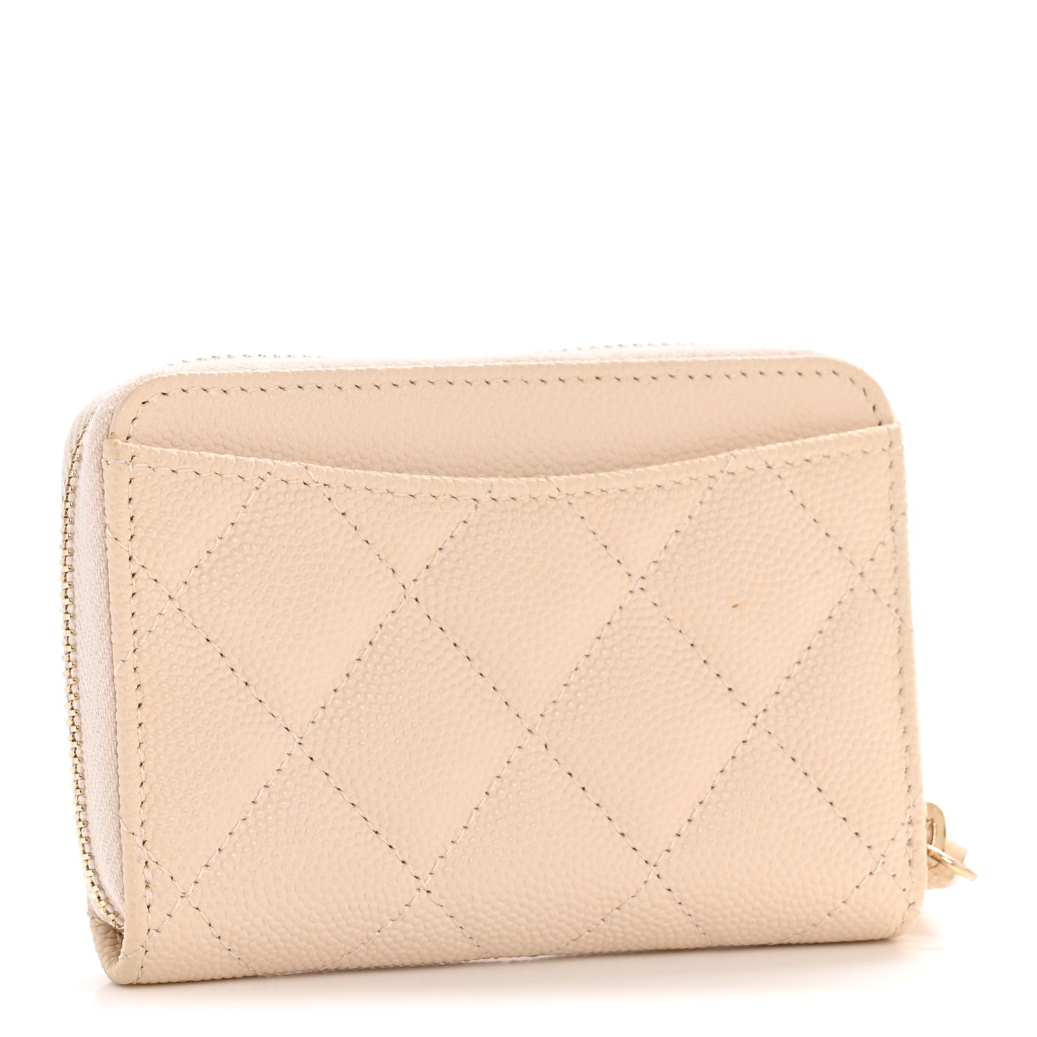 Chanel Caviar Quilted Zip Coin Purse Ivory 3 of 9
