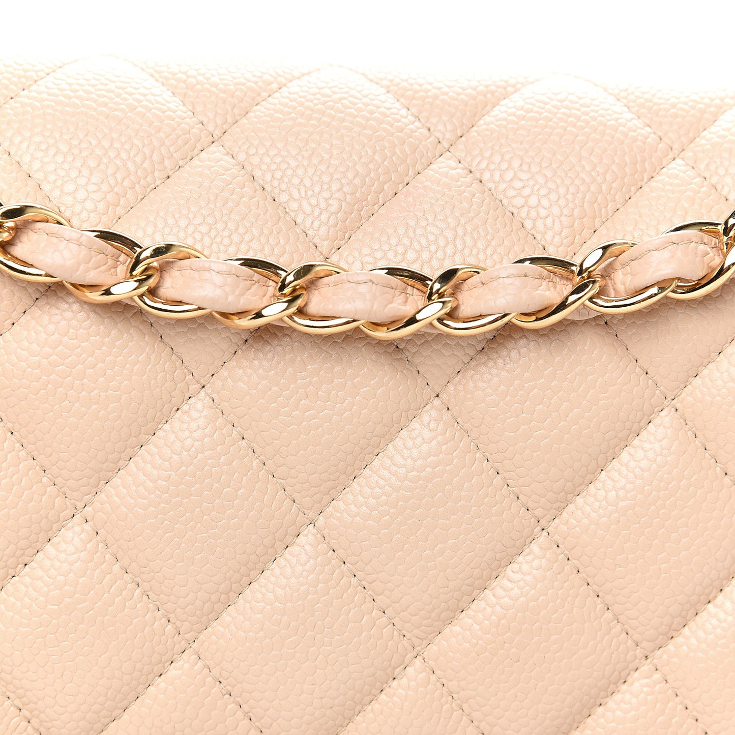 Caviar Quilted Jumbo Double Flap Beige Clair
