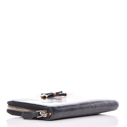 Prada Vitello Shine Bow Zip Around Wallet Black 4 of 12