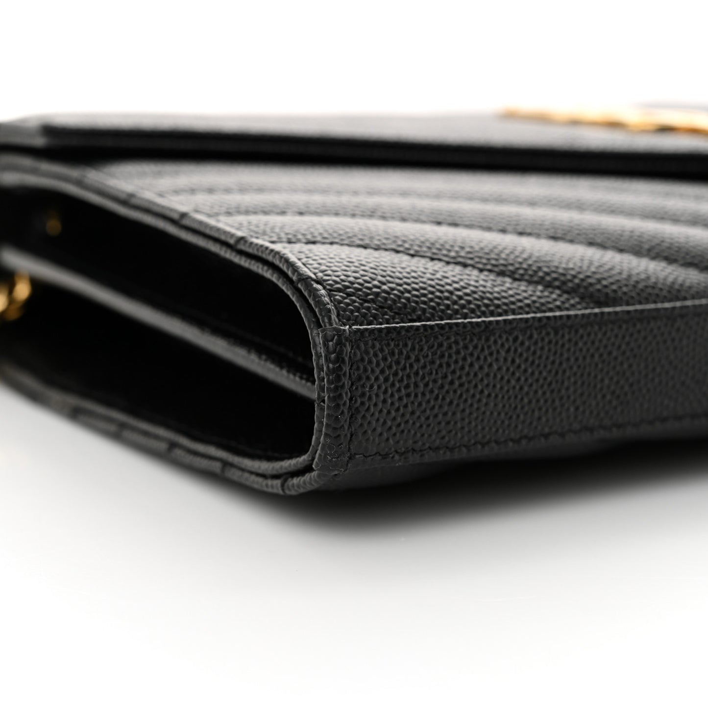 Grain De Poudre Matelasse Chevron Monogram Chain Wallet Black