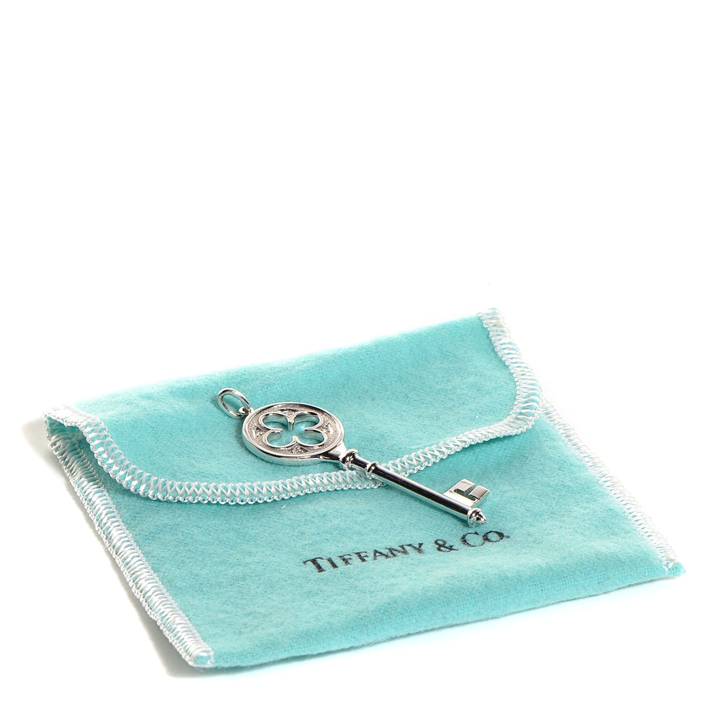 White Gold Diamond Quatrefoil Key Pendant