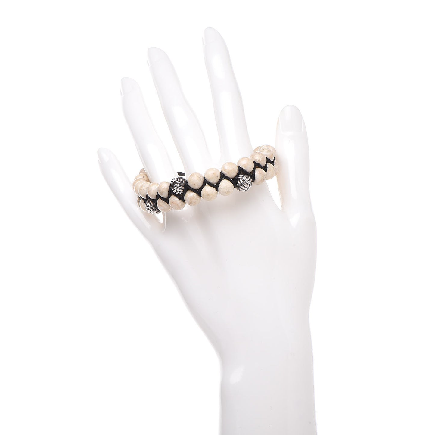 Sterling Silver Riverstone 8mm Spiritual Beads Two Row Bracelet