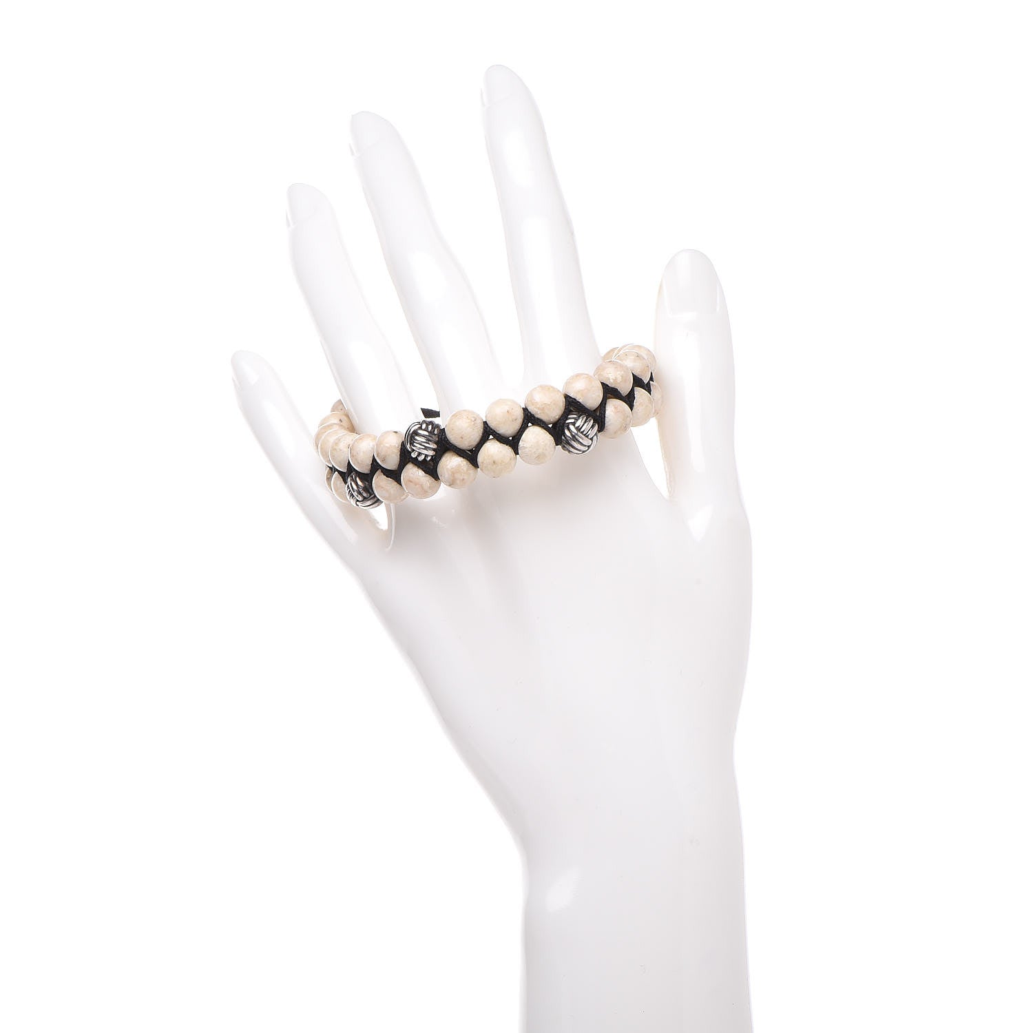 David Yurman Sterling Silver Riverstone 8mm Spiritual Beads Two Row Bracelet 2 of 5