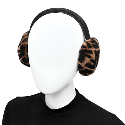Fendi Shearling FF Logo Earmuffs Tobacco 2 of 5