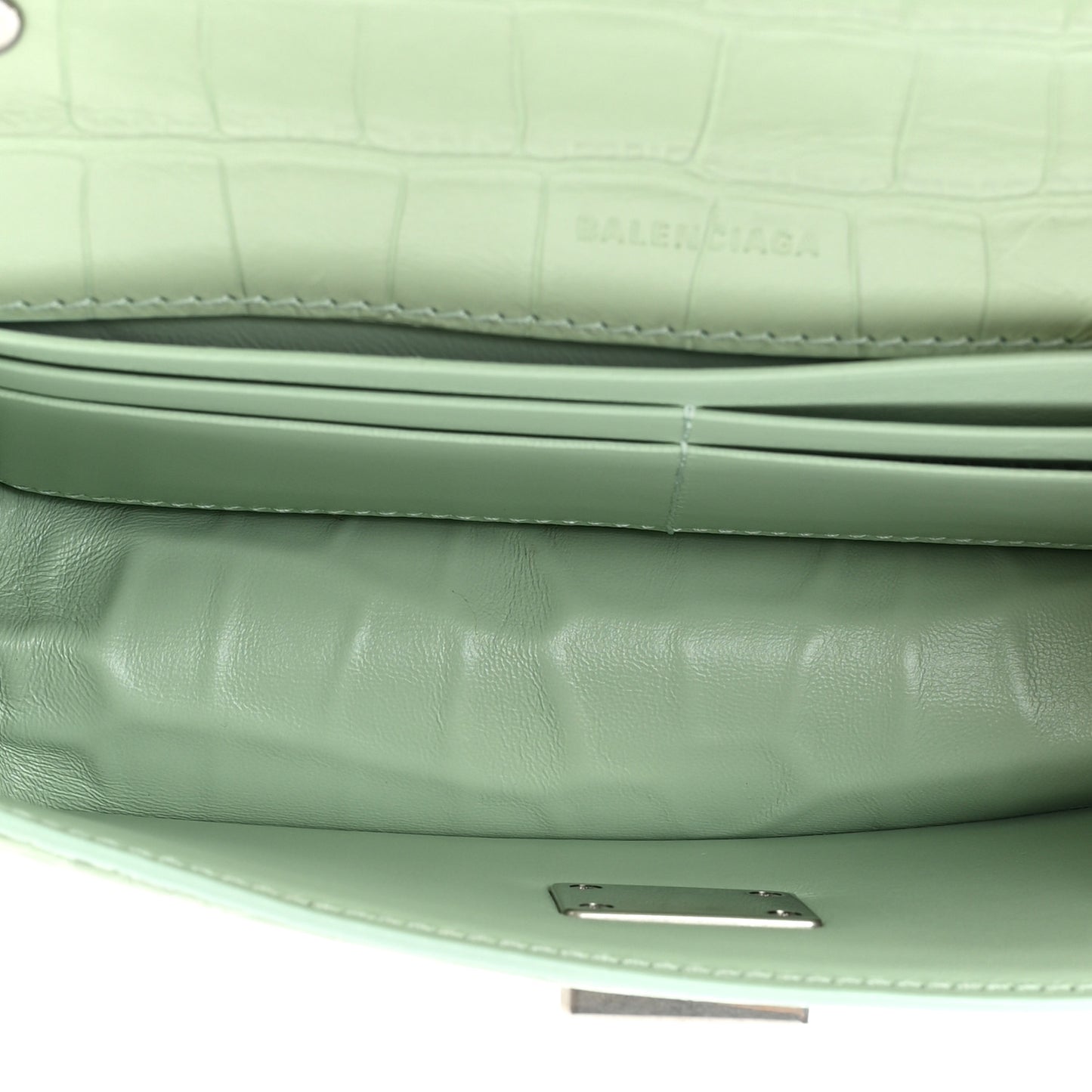Extra Supple Calfskin Crocodile Embossed Gossip Chain Bag XS Light Green