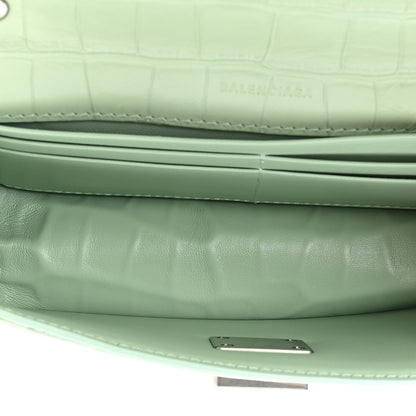 Balenciaga Extra Supple Calfskin Crocodile Embossed Gossip Chain Bag XS Light Green 5 of 14