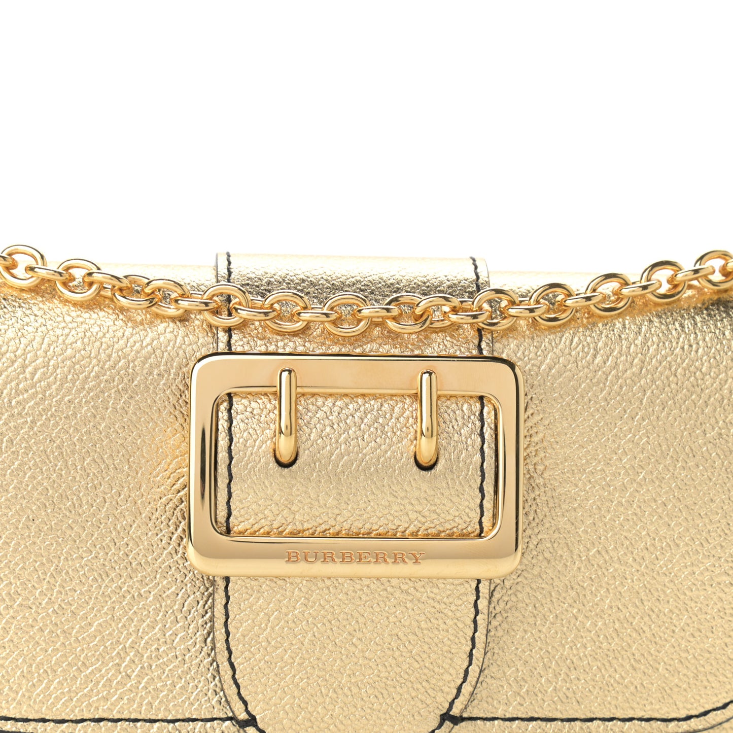 Metallic Soft Grain Calfskin Mini Phone Buckle Bag Gold