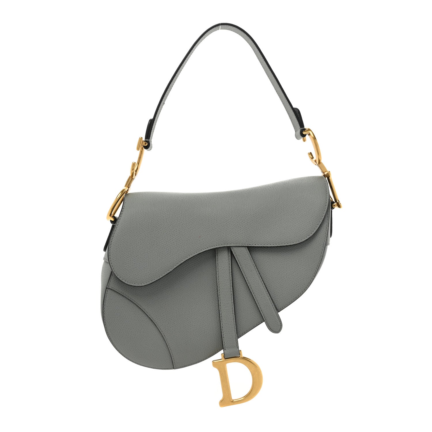 Christian Dior Grained Calfskin Saddle Bag Grey Stone 1 of 13