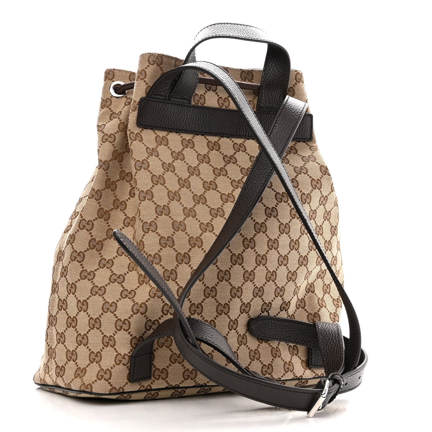 Monogram Dollar Calfskin O Drawstring Backpack Beige Ebony Testa di Moro Dark Chocolate