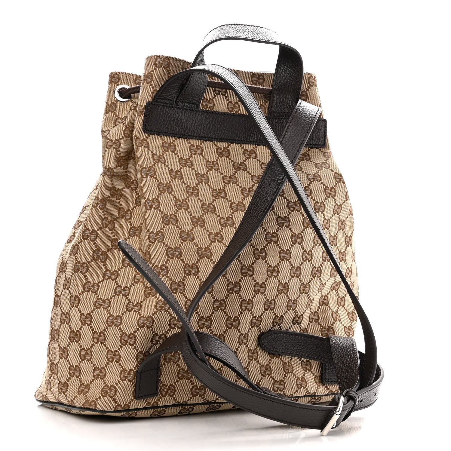 Gucci Monogram Dollar Calfskin O Drawstring Backpack Beige Ebony Testa di Moro Dark Chocolate 3 of 10