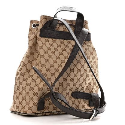 Gucci Monogram Dollar Calfskin O Drawstring Backpack Beige Ebony Testa di Moro Dark Chocolate 3 of 10