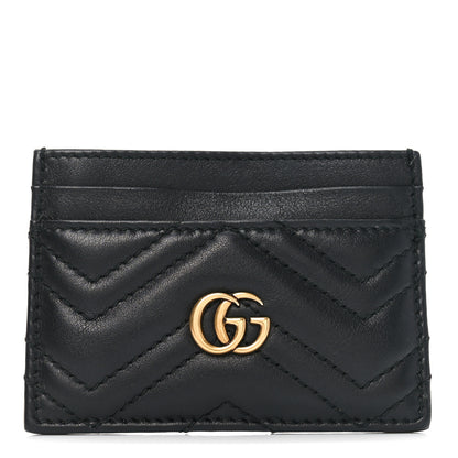 Gucci Calfskin Matelasse GG Marmont Card Holder Black 1 of 7