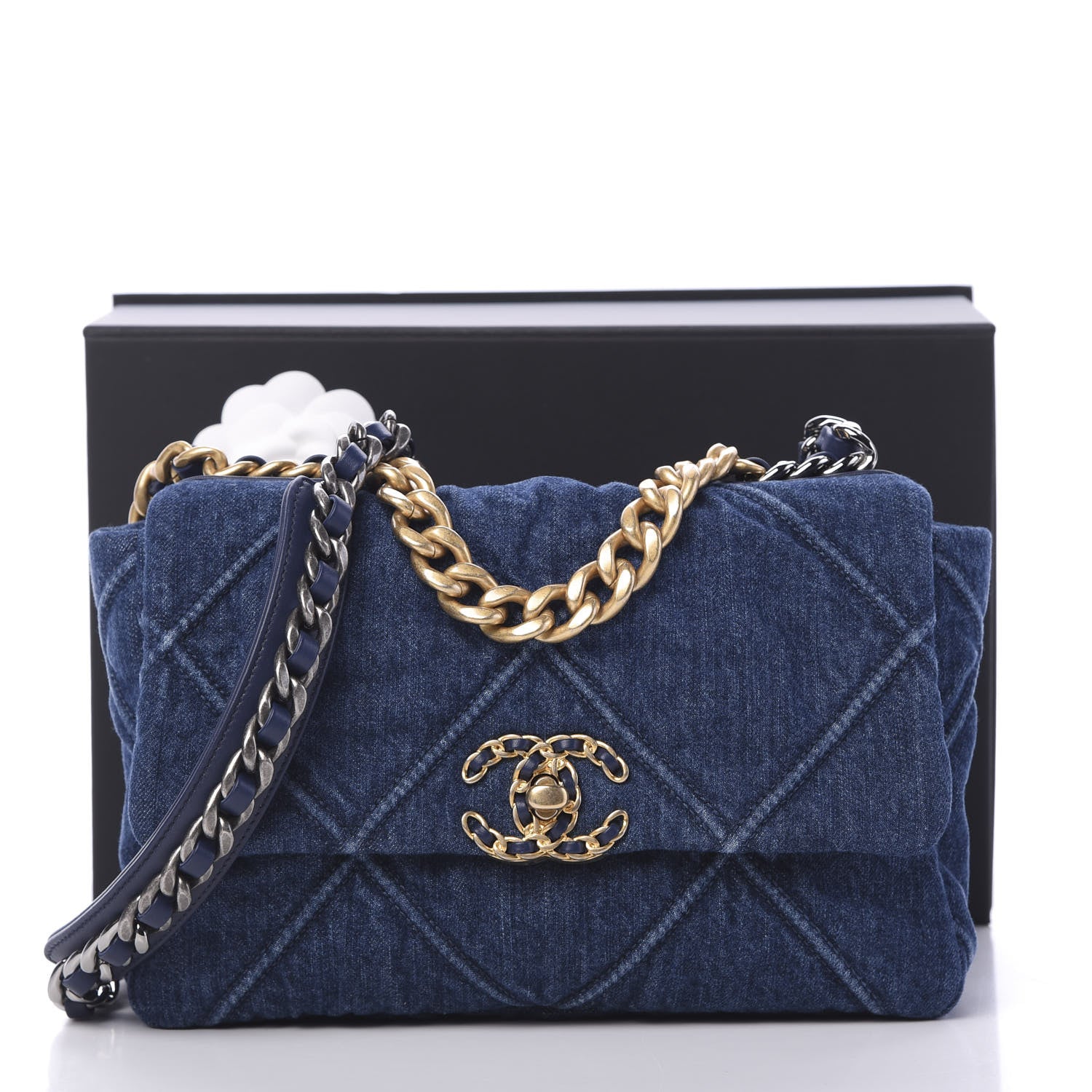 Chanel Denim Quilted Medium 19 Flap Blue 10 of 10