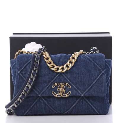 Chanel Denim Quilted Medium 19 Flap Blue 10 of 10