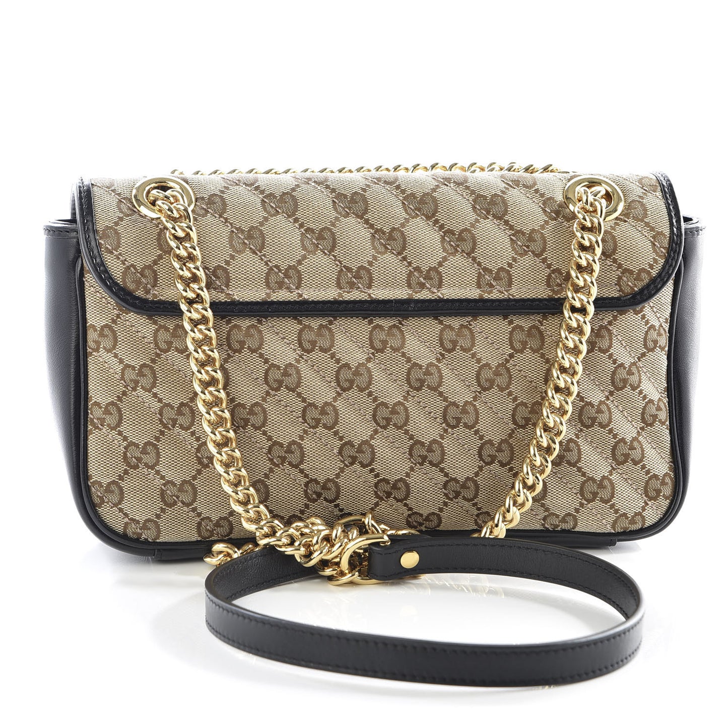 Monogram Matelasse Diagonal Small GG Marmont Shoulder Bag Beige Black