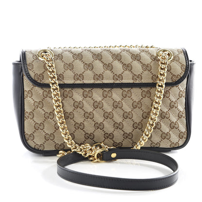 Gucci Monogram Matelasse Diagonal Small GG Marmont Shoulder Bag Beige Black 2 of 9