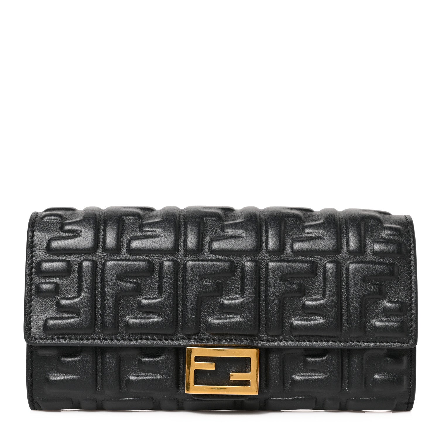 Fendi Nappa Matisse FF Embossed Continental Wallet Black 1 of 6