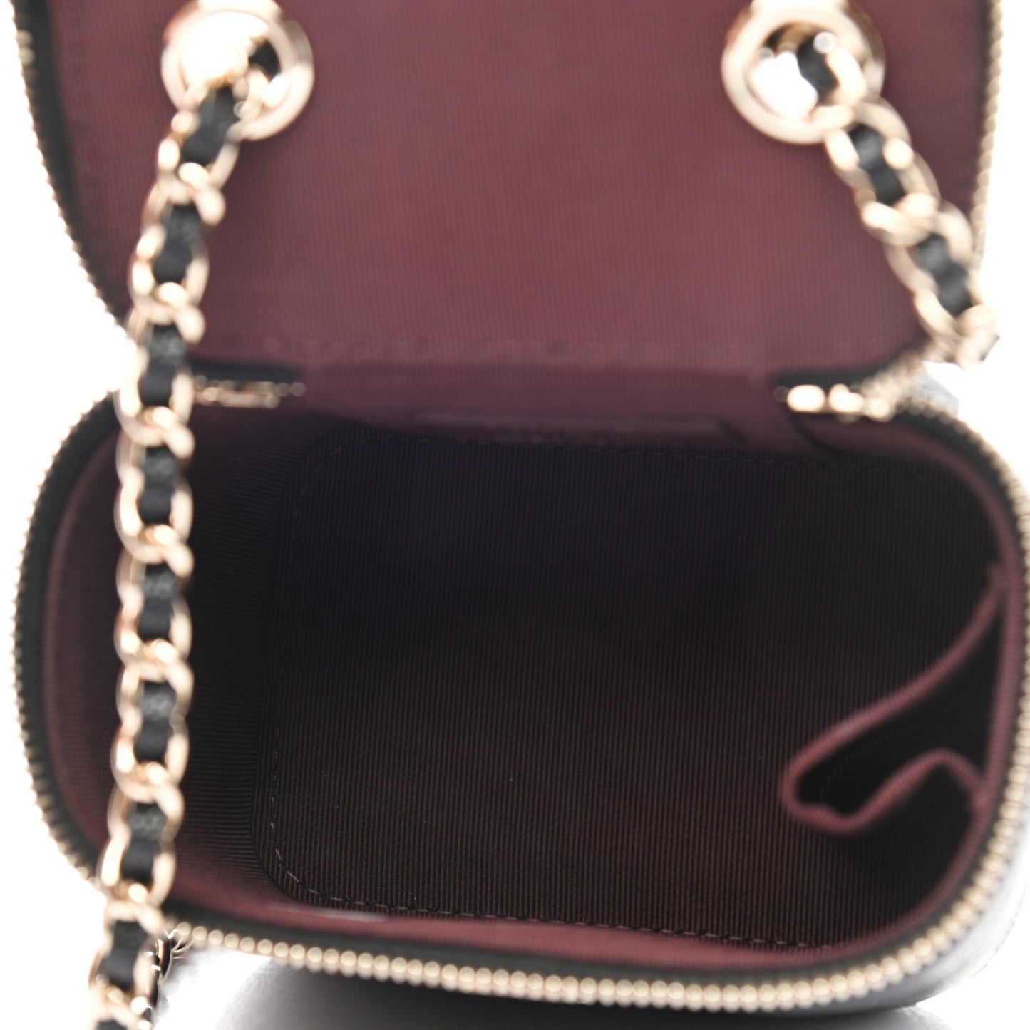 Caviar Quilted Mini Vanity Case With Chain Black