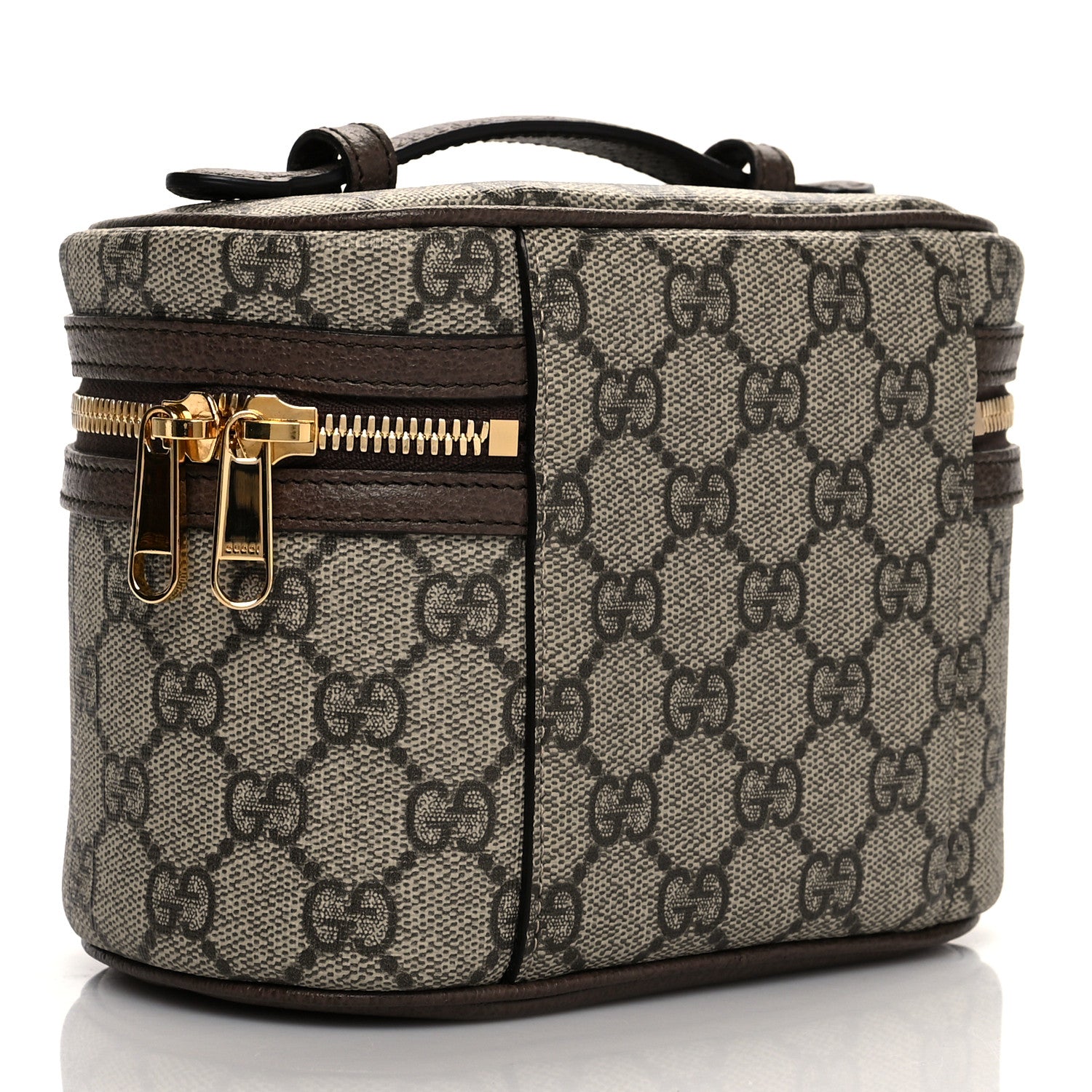 Gucci GG Supreme Monogram Textured Calfskin Web Ophidia Vanity Cosmetic Case Beige Ebony New Acero 2 of 11