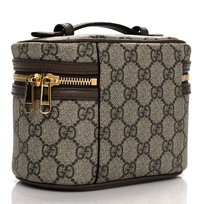 Gucci GG Supreme Monogram Textured Calfskin Web Ophidia Vanity Cosmetic Case Beige Ebony New Acero 2 of 11