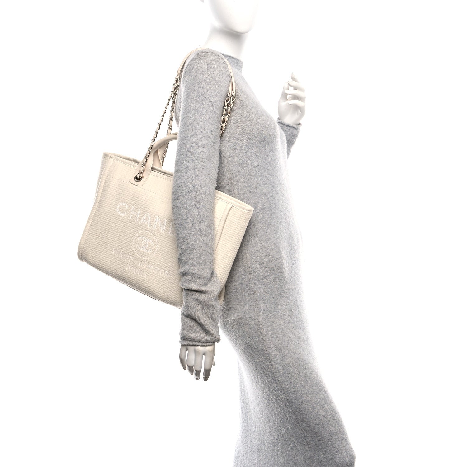 Chanel Mixed Fibers Small Deauville Tote White 2 of 11