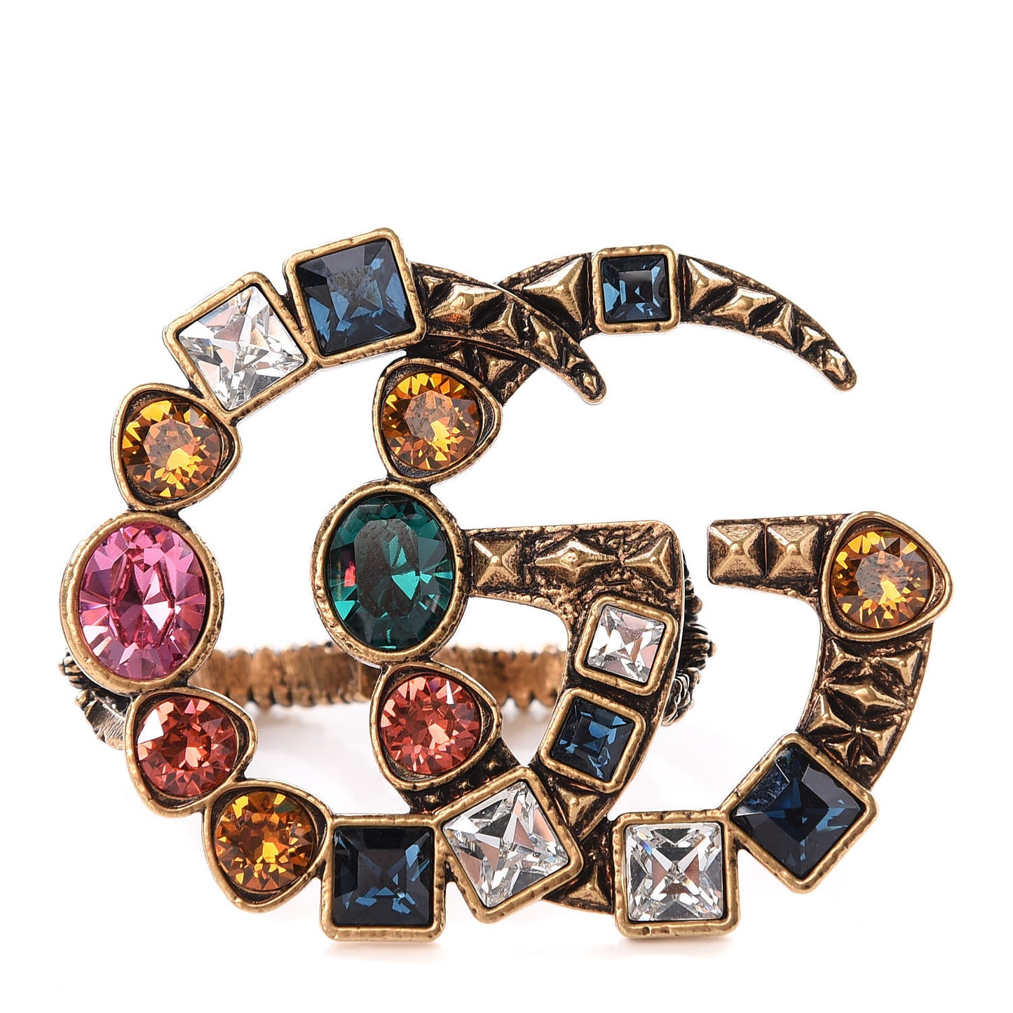 Crystal Double G Ring S Multicolor