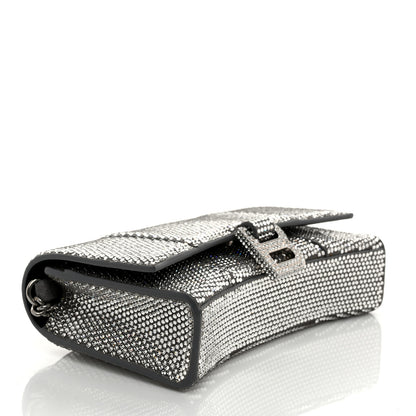 Balenciaga Strass Suede Hourglass Chain Bag Black Smoke Grey Crystal 4 of 9