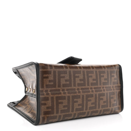 Fendi Glazed Fabric Vitello Century FF 1974 Stamp Patch Mini Peekaboo Defender Cover Mogano Panna Black 3 of 7