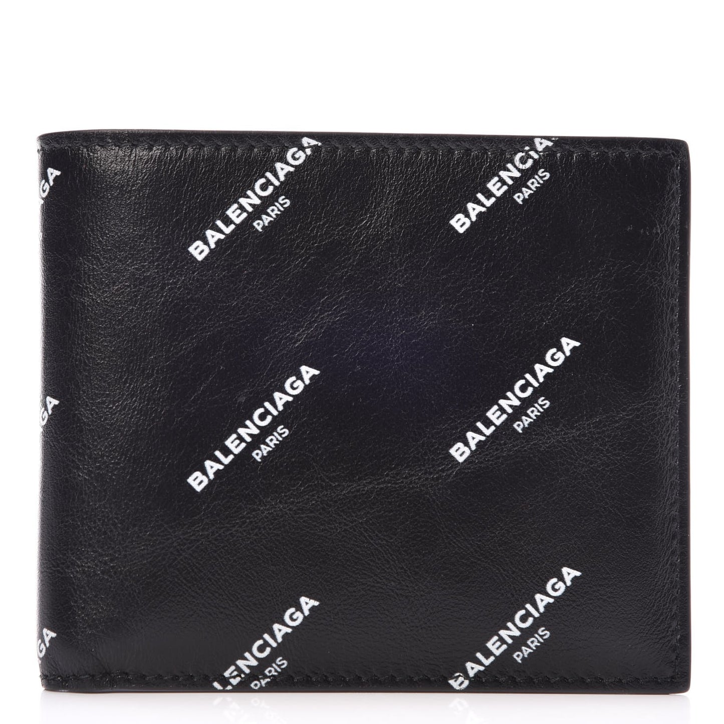 Lambskin Allover Logo Bi-Fold Wallet Black