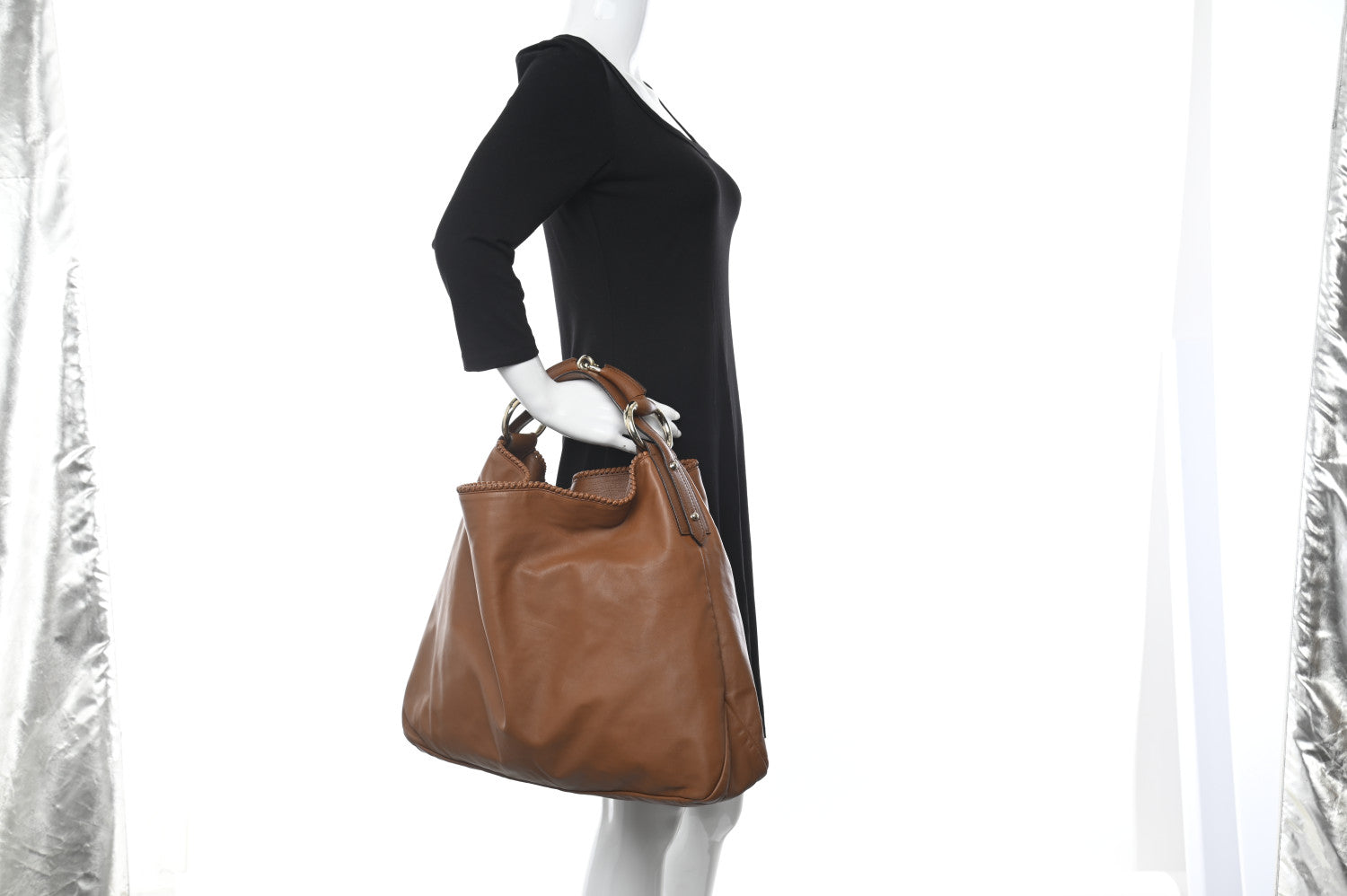Gucci Calfskin Large Horsebit Chain Hobo Brown 2 of 11