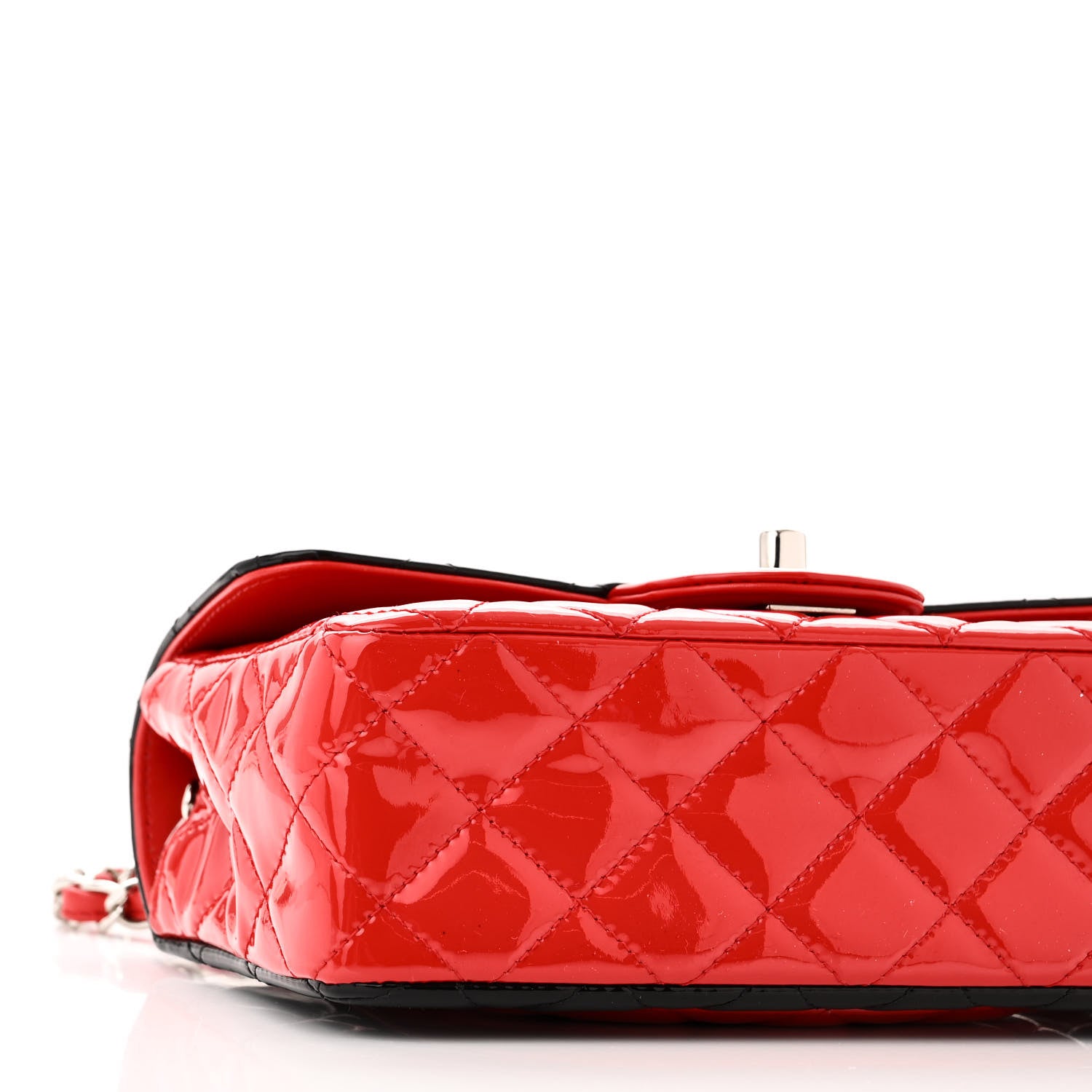 Chanel Patent Calfskin Quilted Bi-Color Mini Rectangular Flap Red Black 9 of 10