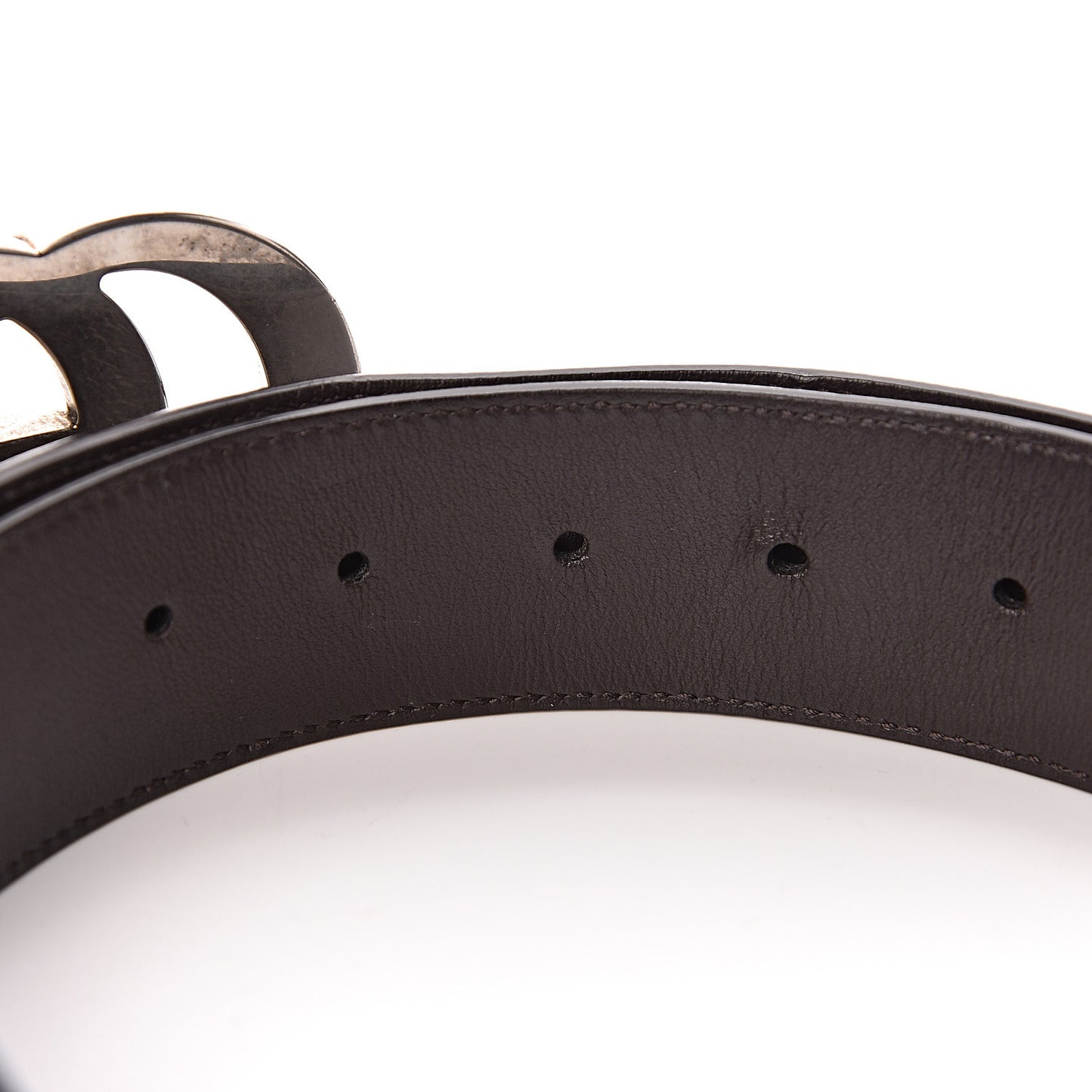 Textured Dollar Calfskin Nickel Double G 40mm Belt 105 42 Dark Cocoa