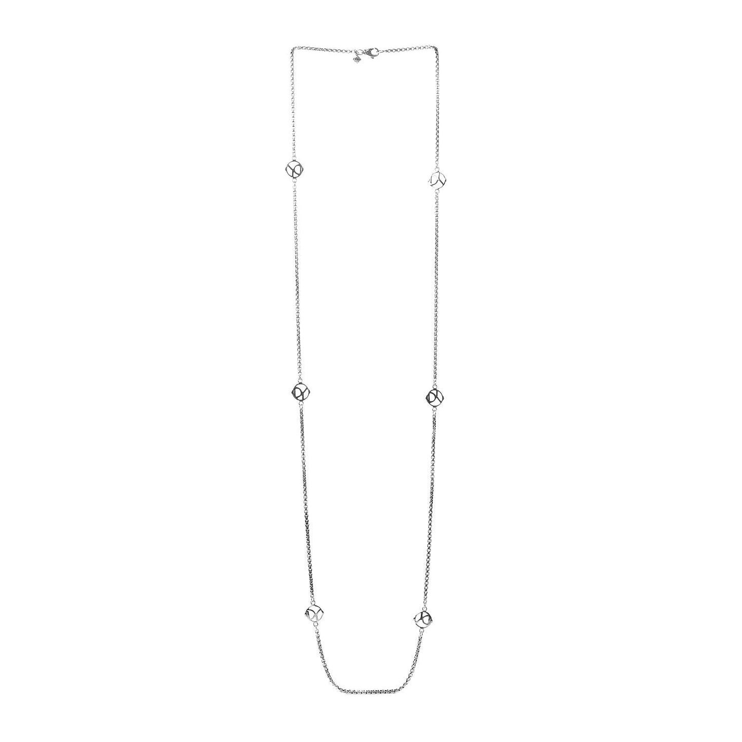 Sterling Silver 6 Station Logo Necklace