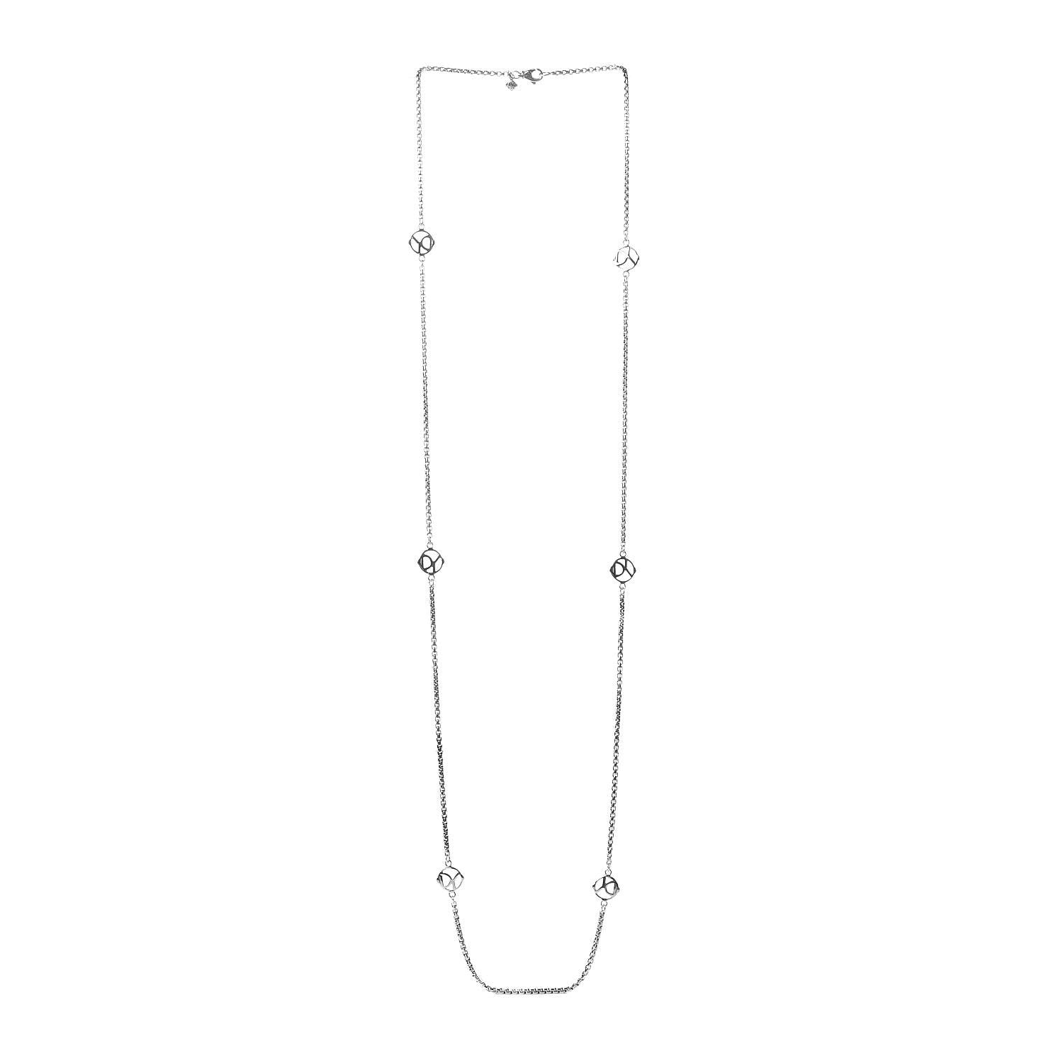 David Yurman Sterling Silver 6 Station Logo Necklace 3 of 5