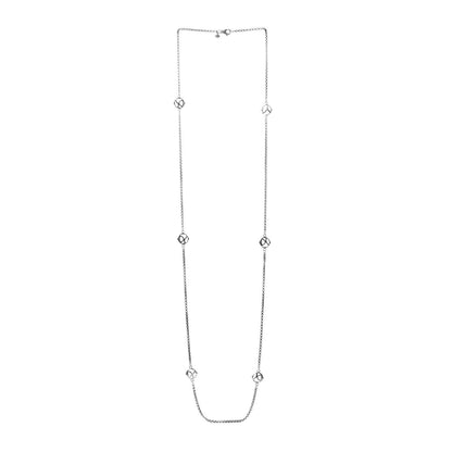 David Yurman Sterling Silver 6 Station Logo Necklace 3 of 5